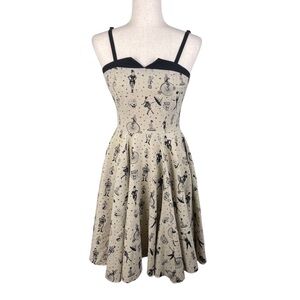 Rock Steady Strongman Circus Print Rockabilly Dress Size Medium Pinup Fit Flare